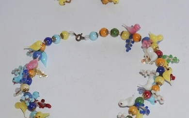Hand Blown Murano Art Glass Necklace & Earrings