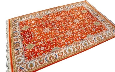 Hand Knotted New Age Wool Area Rug in Copper