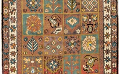 Hand Knotted Persian Rust Brown Bakhtiari Tribal Oriental Wool Area Rug 4'9" x 6'4"