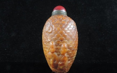 Hand-carved Chinese Jade Snuff Bottle