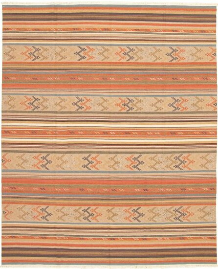 Hand woven Bohemian Copper Wool Kilim 8'4" x 10'3"