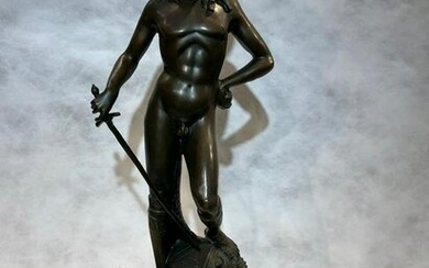 Handcast bronze sculpture depicting Donatello's David