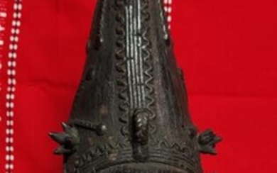Head - African bronze - In the style of Benin Kingdom - Nigeria - 53cm