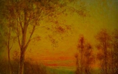 Henry Carling Barbizon Painting Sunset