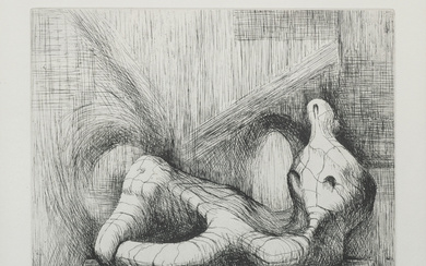 Henry Moore (1898-1986) Reclining Figure Piranesi Background II - 1979