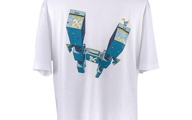 Hermes Men's T-Shirt Odyssee Blanc w/ Blue Design