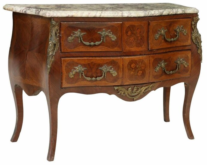 ITALIAN LOUIS XV STYLE MARBLE-TOP COMMODE