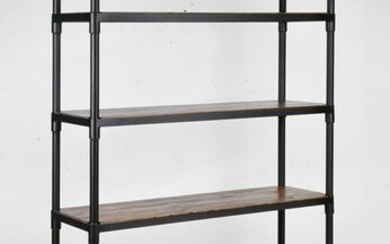 Industrial 6 Tier Wood / Metal Rolling Shelf #1