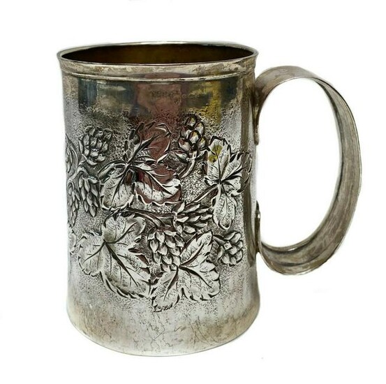 Italian .800 Silver Engraved Repousse Floral Mug