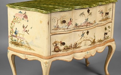 Italian Rococo Style Painted Singerie Commode