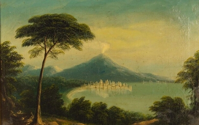 Italian School, early-mid 19th century- View of the Bay of Naples; oil on canvas, signed indistinctly lower left, 37.5 x 51 cm