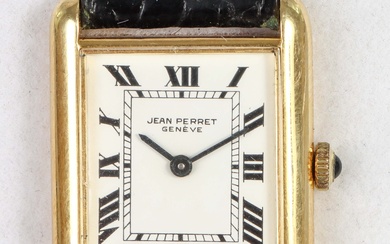 JEAN PERRET. Montre rectangulaire en or dans le goût de la montre "Tank" de Cartier....