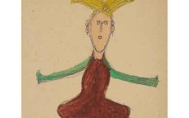 JEAN POUS (France, 1875-1973) SANS TITRE, 1970 Aquarelle et stylo bille sur papier Signée et...