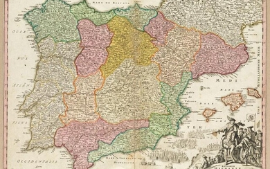 JOHANN BAPTISTE HOMANN (1664 / 1724) "Map of Spain and