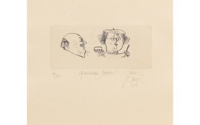 JOHN OLSEN (1928-2023) Painting Lesson 2006 etching, ed. 3/20 9.5 x 22.5cm