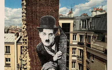 JR (b. 1983), "Unframed, Charlie Chaplin revu par JR, The Kid, Charlie Chaplin & Jackie Coogan, USA, 1923, de jour Paris"