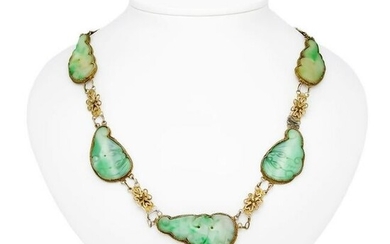 Jade necklace silver with 5 ca
