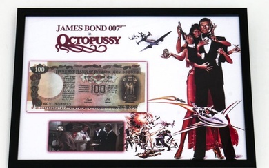 James Bond 007: Octopussy - - Movie prop Banknote. Framed with COA