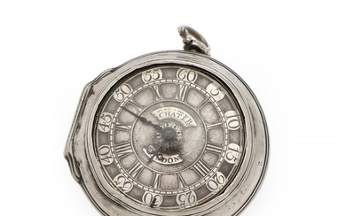 James Chater verge pocket watch in silver pair cases. London c. 1748. Weight in total 118 g. Case diam. 41/49 mm.