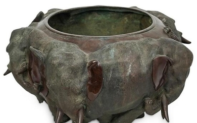 Japanese Meiji Elephant Bronze Bowl