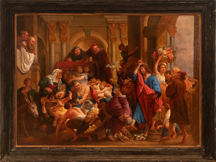 Jesus driving the merchants from Temple, 17th century Flemish school