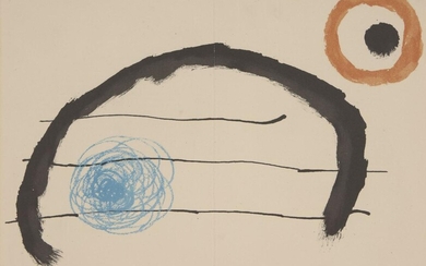 Joan Miró, Spanish 1893-1983- Obra Inedita Recent, 1964; lithograph in colours on Guarro wove, initialled and numbered 48/100 in pencil, printed by Lithografia Foto-Repro, published by Sala Gaspar, Barcelona, sheet 43.5 x 30cm (framed) (ARR)...