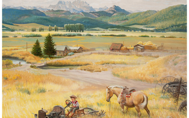 John Ford Clymer (1907-1989), Rustic Daydreams (Abandoned Equipment), South of Jackson, Wyoming, Saturday Evening Post cover (May 23, 1959)