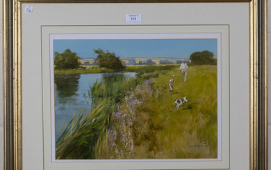 John Haskins - 'Summer on the Ouse', 20th century oil on board, signed recto, titled A.R.