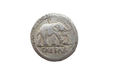 Julius Caesar AR Denarius. 49-48 BC. Elephant