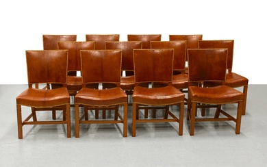 Kaare KLINT 1888-1954 Suite de douze chaises mod. 4751 dites « Barcelona » ou « Red Chairs » - modèle créé en 1927