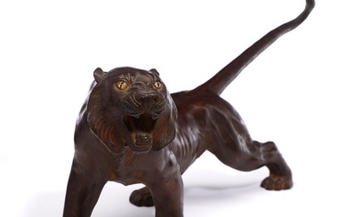 Katsuhiko A Japanese red patinated bronze tiger. Signed. Weight 5414 g. L....