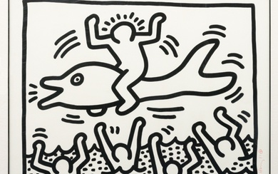 Keith HARING (1958 - 1990) Sans titre, 1987 (Man on Dolfin) lithographi...