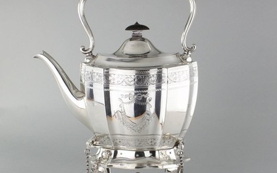 Kettle on stand and burner, Victorian - .925 silver - Martin, Hall & Co, Sheffield - England - 1897