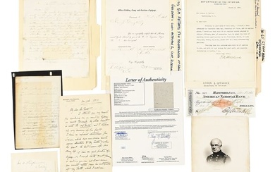 LOT OF CIVIL WAR AND WESTERN EXPANSION ERA DOCUMENTS AND EPHEMERA WITH NOTABLE SIGNATURES.