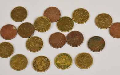 LOTTO DI LIRE ITALIANE REGNO D'ITALIA composto da 18 monete da 5 cent vari...