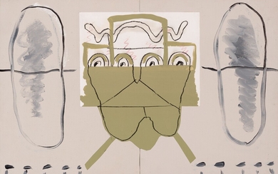 LUIS GORDILLO (Séville, 1934)"Four eyes", 1990.Technique mixte sur toile.Signé, daté et titré au dos.Dimensions :...