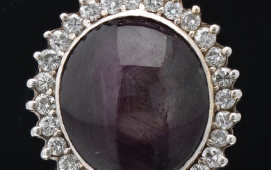 Ladies' 22.00 Carat Purple Star Sapphire and Diamond Ring