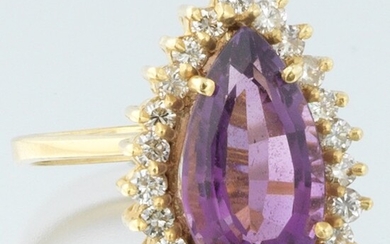 Ladies' Pear Amethyst and Diamond Ring