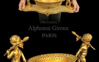 Large Alphonse Giroux Gilt Bronze Jardiniere, 19th C.