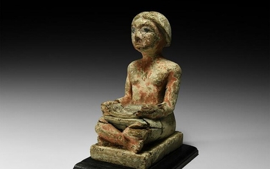 Large Egyptian Wooden Seated Scribe