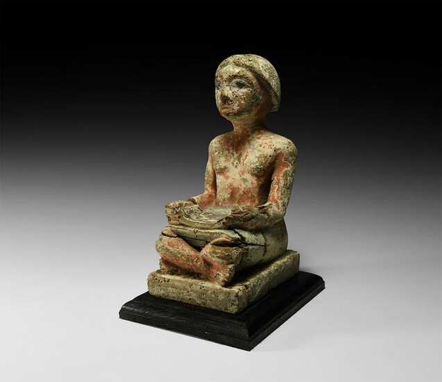 Large Egyptian Wooden Seated Scribe