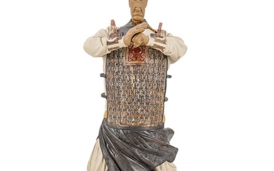 Large Vintage Chinese Shiwan Ware Ceramic Warrior