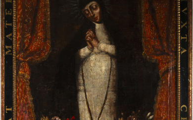 Large Virgin of "Las Angustias", Cuzco or Lima colonial work,...