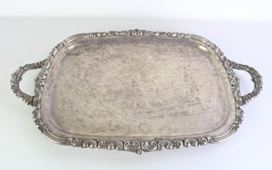 Large silverplated twin handled butler's tray (W73cm)