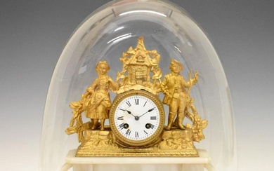 Late 19th Century French gilt spelter figural mantel clock,...