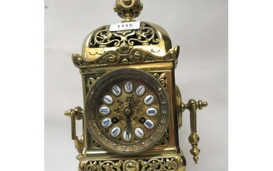 Late 19th French gilt brass mantel clock, the pierced dome s...