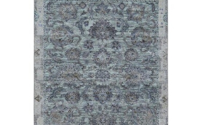 Light Green Pure Silk With Textured Wool Mughal Design