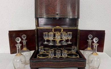 Liquor cabinet - Brass, Bronze (gilt), Glass, Mother of pearl, Bois noirci, Napoleon III