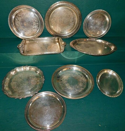 Lot 9 Silver Plate Serving Trays