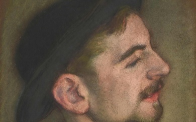 Louis ANQUETIN (1861-1932) "Portrait d'Emile Bernard", Pastel sur papier, circa 1886 / 1887, 30,5 x...